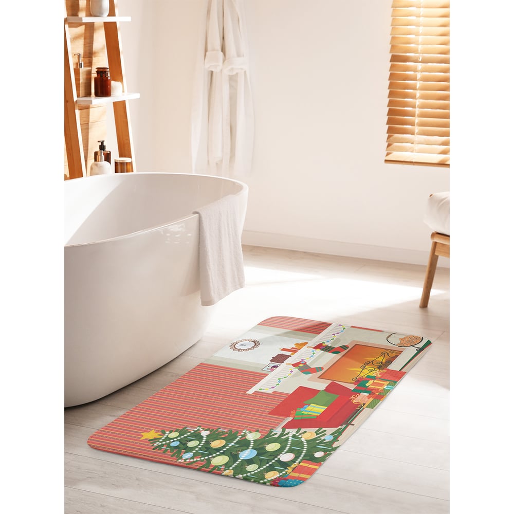 Изображение товара Коврик для ванной комнаты противоскользящий JOYARTY 60х100 см "Рождество у камина"