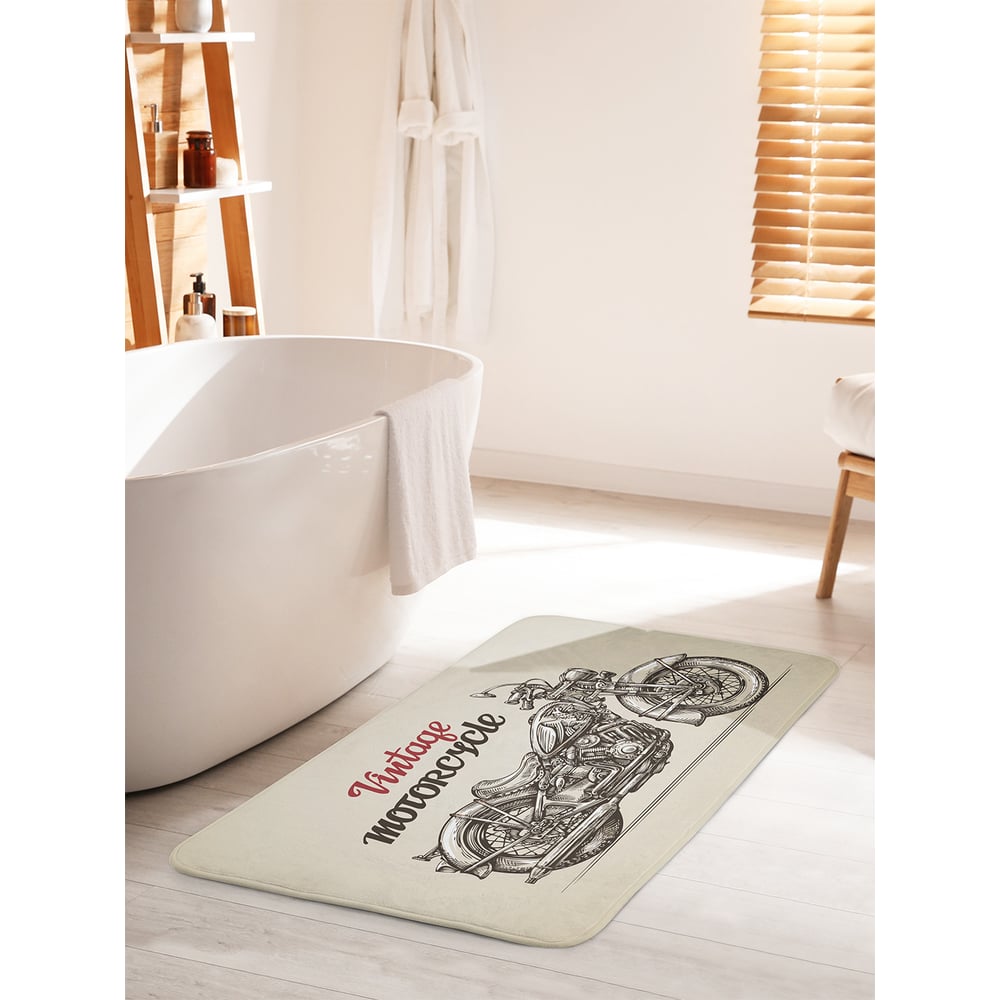 Изображение товара Коврик JOYARTY 60x100 см противоскользящий для ванной Исторический мотоцикл
