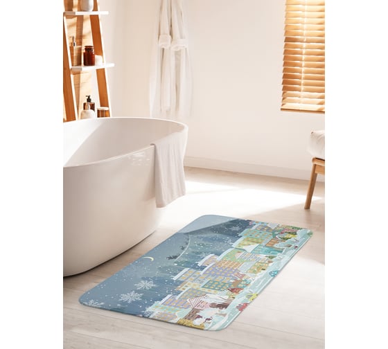 Изображение товара Коврик для ванной комнаты и туалета противоскользящий JOYARTY "Канун Нового Года" 60х100 см bath_92684_60x100