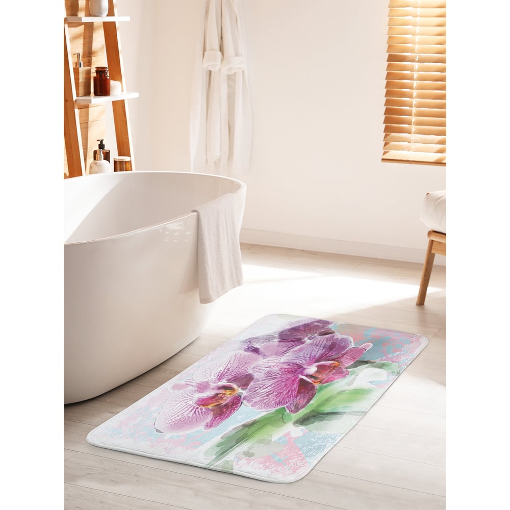 Изображение товара Коврик для ванной комнаты JOYARTY "Акварельные орхидеи" 60x100 см противоскользящий