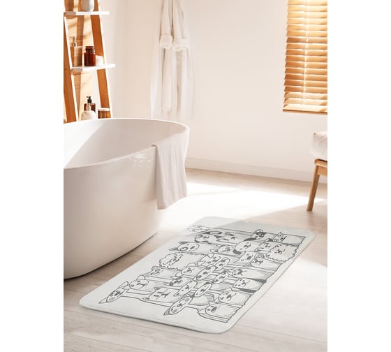 Изображение товара Коврик для ванной комнаты и туалета противоскользящий JOYARTY "Семья котов и собак" 60х100 см bath_77593_60x100