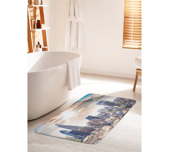Изображение товара Коврик для ванной комнаты и туалета противоскользящий JOYARTY "Утренний мегаполис" 60х100 см bath_38543_60x100