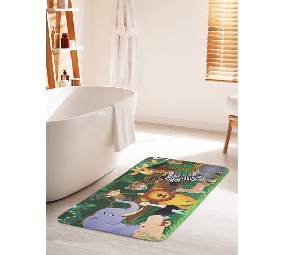 Изображение товара Коврик для ванной комнаты и туалета противоскользящий JOYARTY "Улыбки животных" 60х100 см bath_37598_60x100