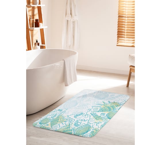 Изображение товара Коврик для ванной комнаты и туалета противоскользящий JOYARTY "Подводные ракушки и раковины" 60х100 см bath_100730_60x100