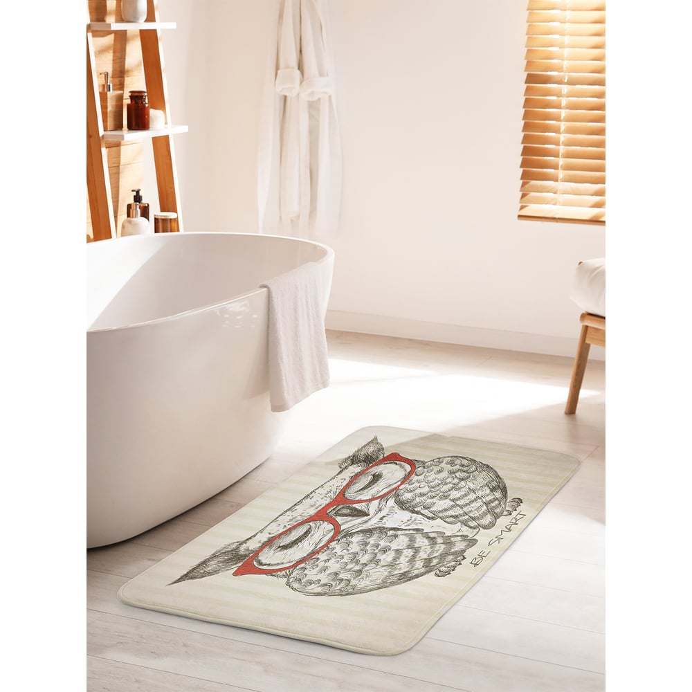 Изображение товара Коврик для ванной комнаты и туалета противоскользящий JOYARTY Умная сова 60х100 см