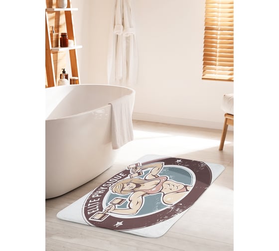 Изображение товара Коврик для ванной комнаты и туалета противоскользящий JOYARTY "Девушка бодибилдинг" 60х100 см bath_36986_60x100