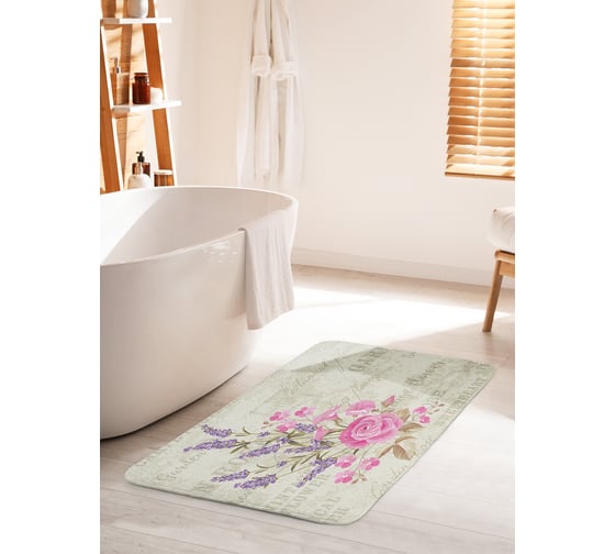 Изображение товара Коврик для ванной комнаты и туалета противоскользящий JOYARTY "Розы и шалфей" 60х100 см bath_39835_60x100