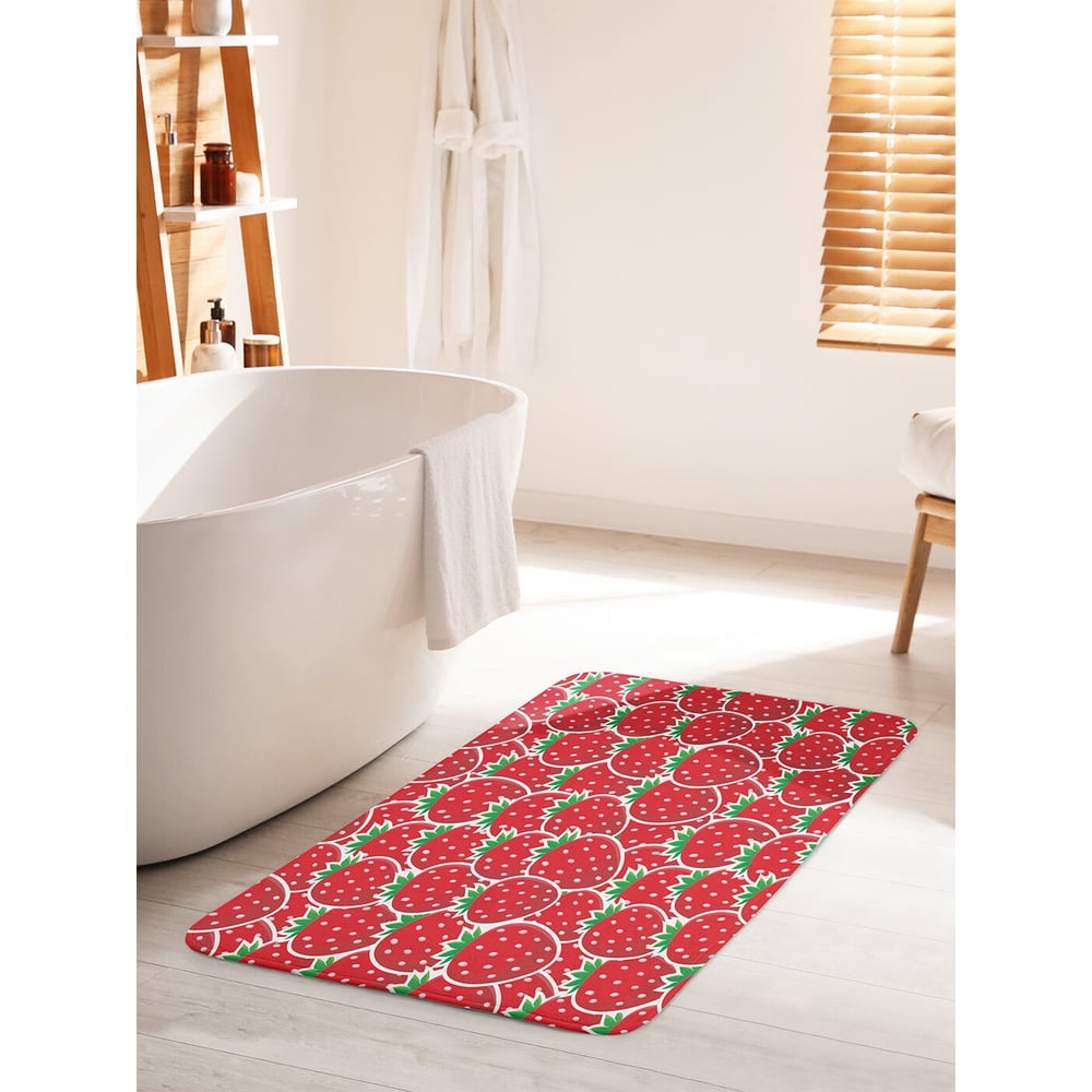 Изображение товара Коврик для ванной комнаты и туалета противоскользящий JOYARTY "Клубничный рай" 60х100 см bath_47771_60x100