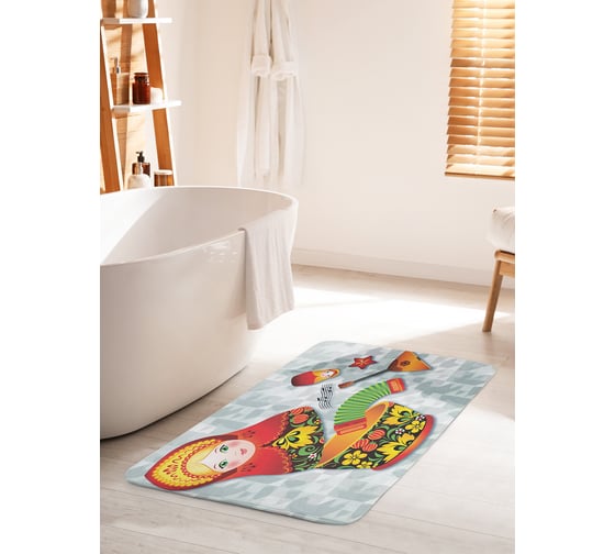 Изображение товара Коврик для ванной комнаты и туалета противоскользящий JOYARTY "Музыкальная матрешка" 60х100 см bath_378767_60x100