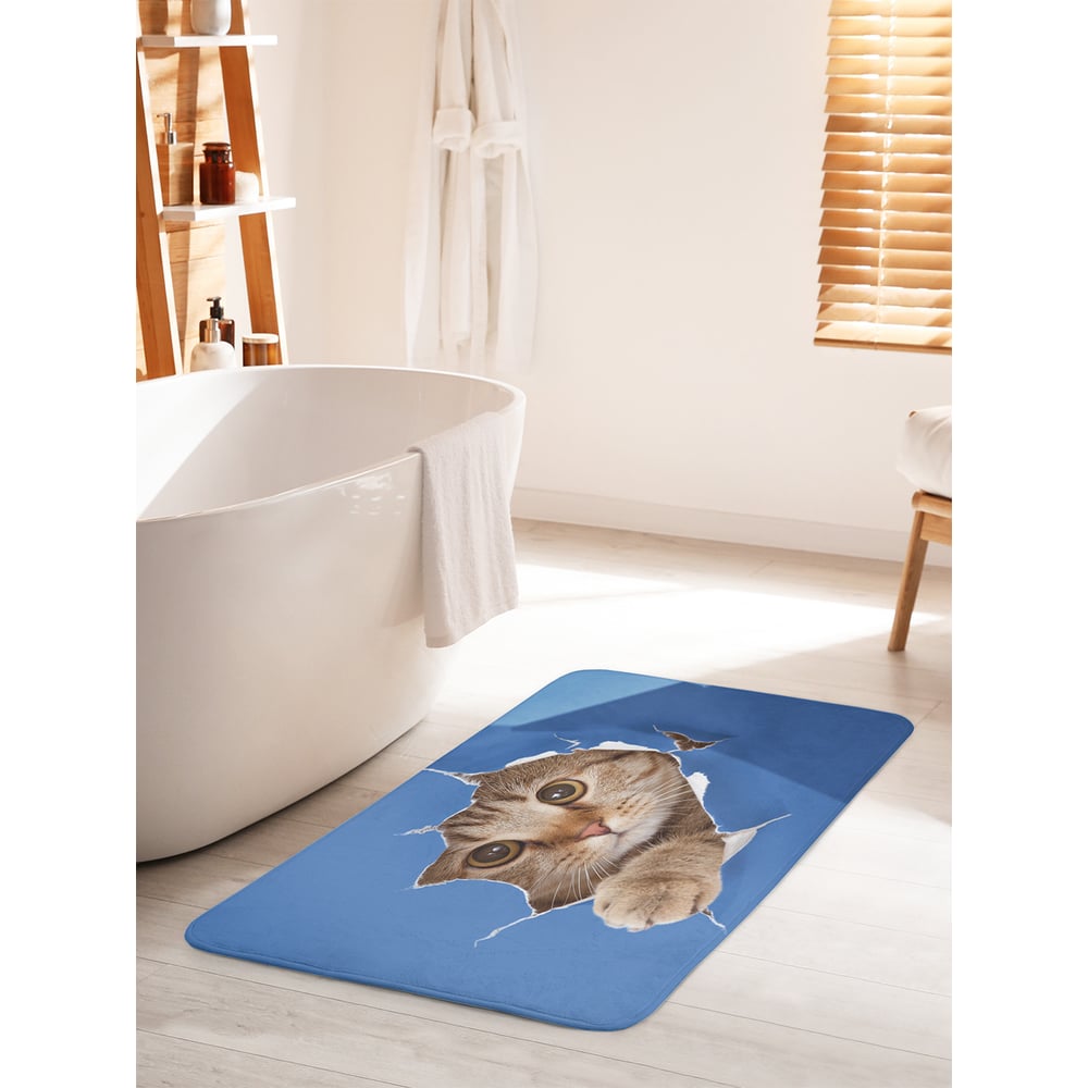 Изображение товара Коврик для ванной комнаты противоскользящий JOYARTY Любопытный кот 60х100 см