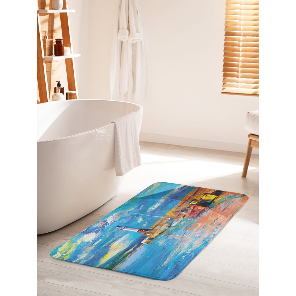 Изображение товара Коврик для ванной комнаты и туалета противоскользящий JOYARTY "Шлюпки у маяка" 60х100 см bath_38442_60x100