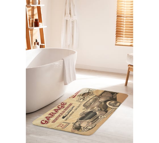 Изображение товара Коврик для ванной комнаты и туалета противоскользящий JOYARTY "Ретро машина" 60х100 см bath_22051_60x100