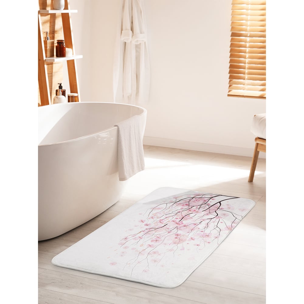 Изображение товара Коврик для ванной комнаты и туалета противоскользящий JOYARTY "Весенние ветки под ветром" 60х100 см bath_35501_60x100