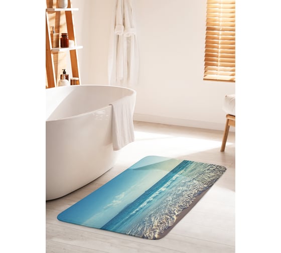 Изображение товара Коврик для ванной комнаты и туалета противоскользящий JOYARTY "Прогулка к волнам" 60х100 см bath_21081_60x100
