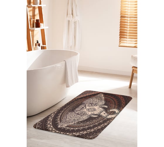Изображение товара Коврик для ванной комнаты и туалета противоскользящий JOYARTY "Слоновая мандала" 60х100 см bath_22424_60x100