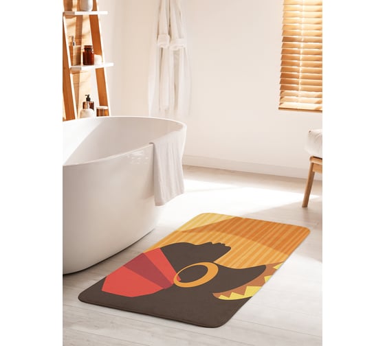 Изображение товара Коврик для ванной комнаты и туалета противоскользящий JOYARTY "Украшение африканки" 60х100 см bath_23275_60x100
