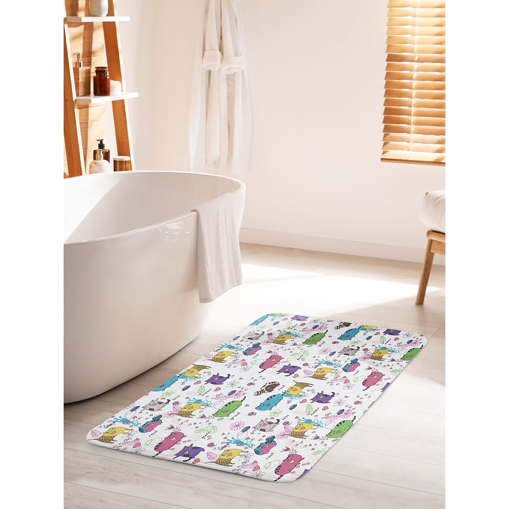 Изображение товара Коврик для ванной комнаты и туалета JOYARTY Коты веселятся 60x100 см противоскользящий