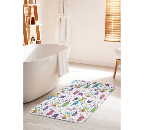 Изображение товара Коврик для ванной комнаты и туалета противоскользящий JOYARTY "Коты веселятся" 60х100 см bath_25653_60x100