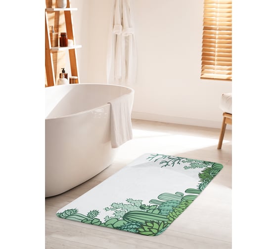 Изображение товара Коврик для ванной комнаты и туалета противоскользящий JOYARTY "Кактусовая поляна" 60х100 см bath_36168_60x100