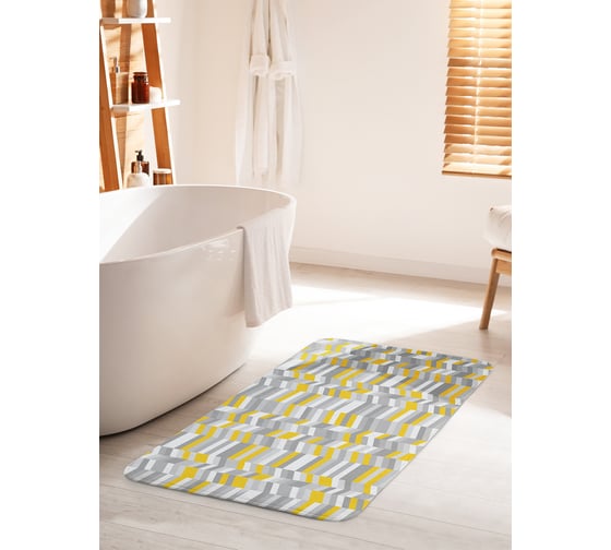 Изображение товара Коврик для ванной комнаты и туалета противоскользящий JOYARTY "Отрезки зигзага" 60х100 см bath_34704_60x100