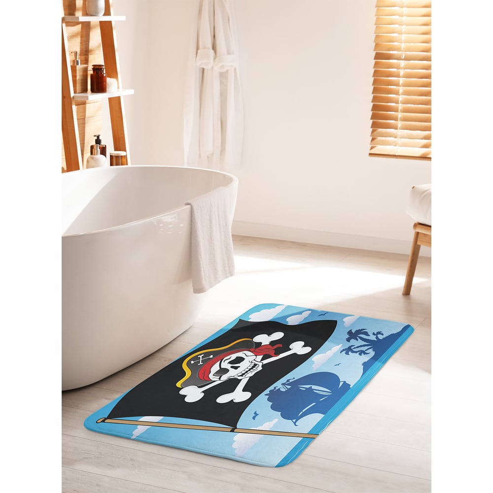 Изображение товара Коврик для ванной комнаты и туалета противоскользящий JOYARTY "Пиратский флаг над островом" 60х100 см bath_38229_60x100