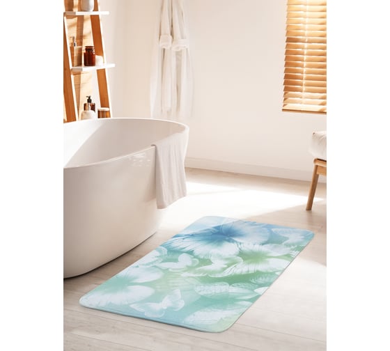 Изображение товара Коврик для ванной комнаты и туалета противоскользящий JOYARTY "Воздушные бабочки" 60х100 см bath_33941_60x100