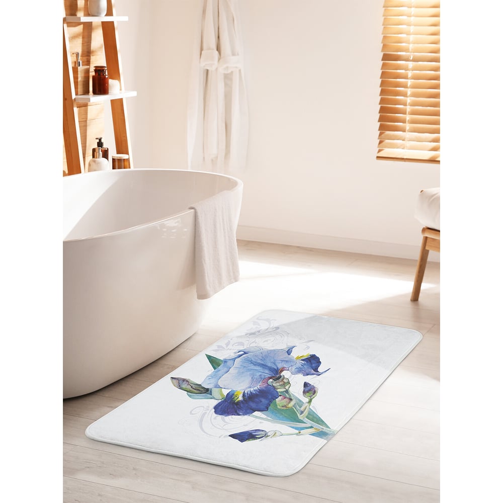 Изображение товара Коврик для ванной комнаты и туалета JOYARTY "Акварельные ирисы" 60x100 см противоскользящий