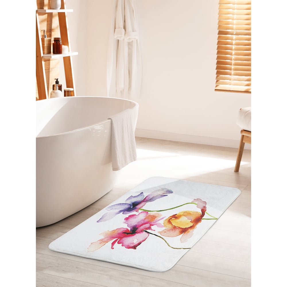 Изображение товара Коврик для ванной комнаты JOYARTY 60x100 см противоскользящий акварельные лепестки