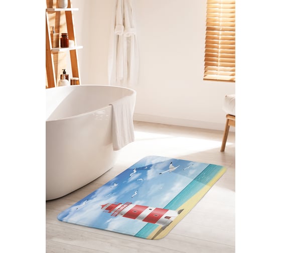 Изображение товара Коврик для ванной комнаты и туалета противоскользящий JOYARTY "Одинокий маяк" 60х100 см bath_32232_60x100