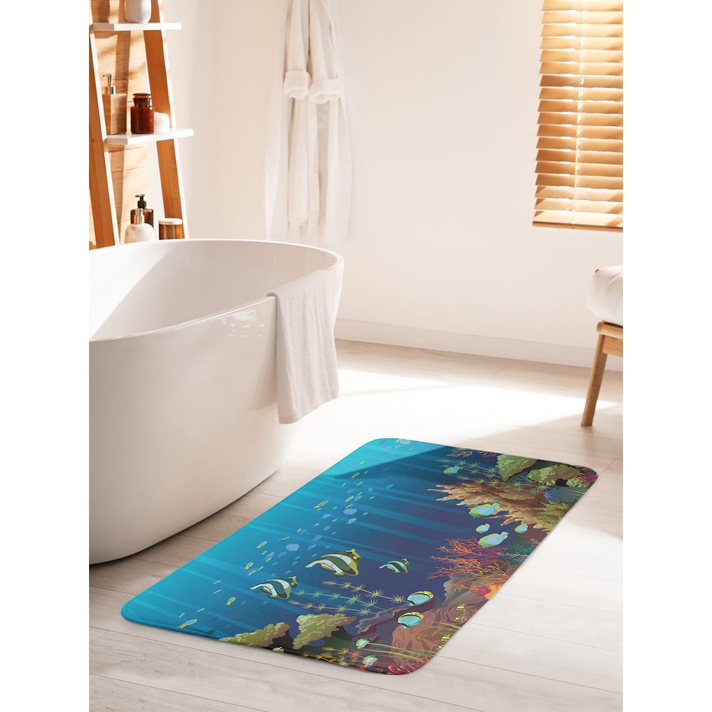 Изображение товара Коврик для ванной комнаты и туалета противоскользящий JOYARTY 60х100 см морская тема