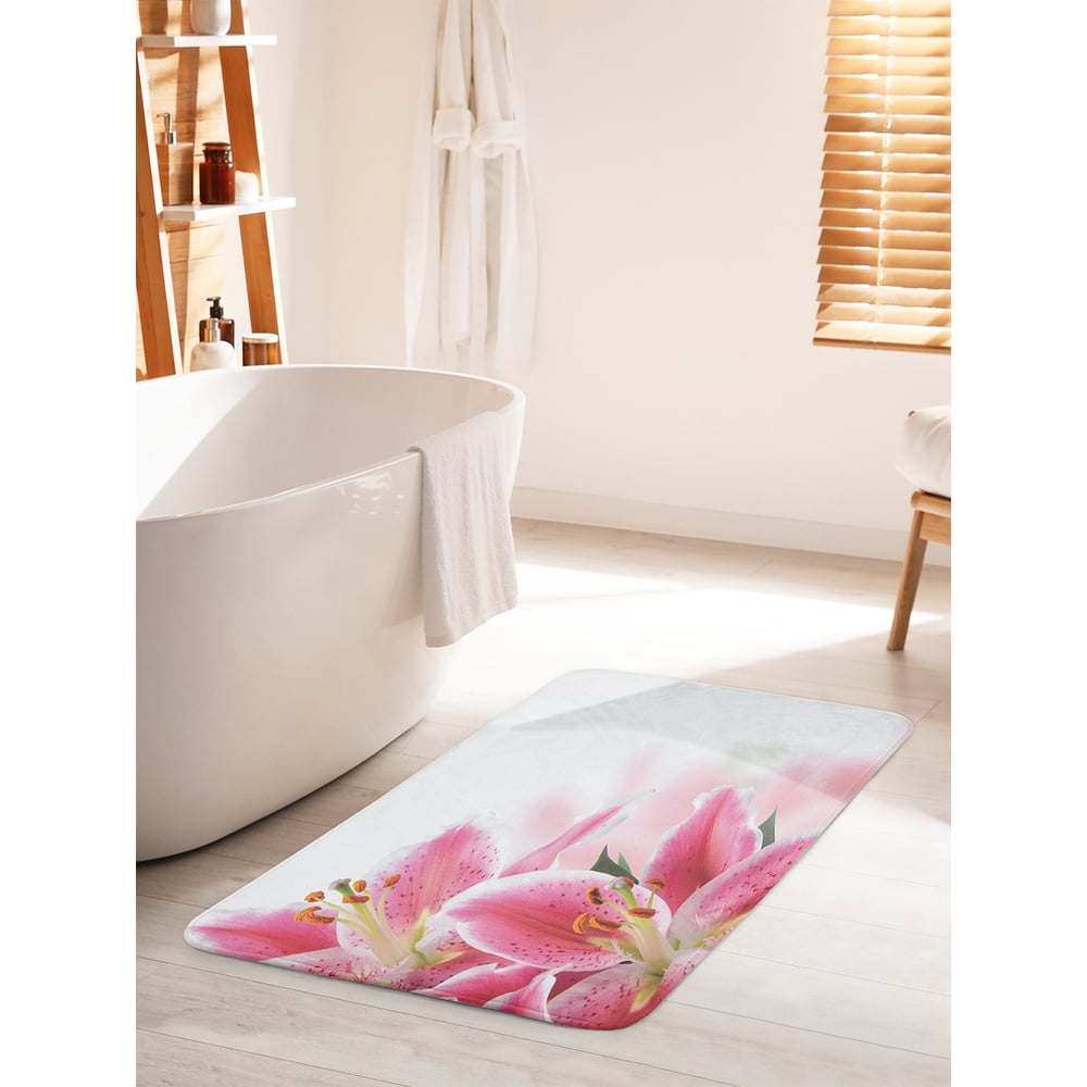 Изображение товара Противоскользящий коврик для ванной комнаты JOYARTY 60х100 см розово-зеленый