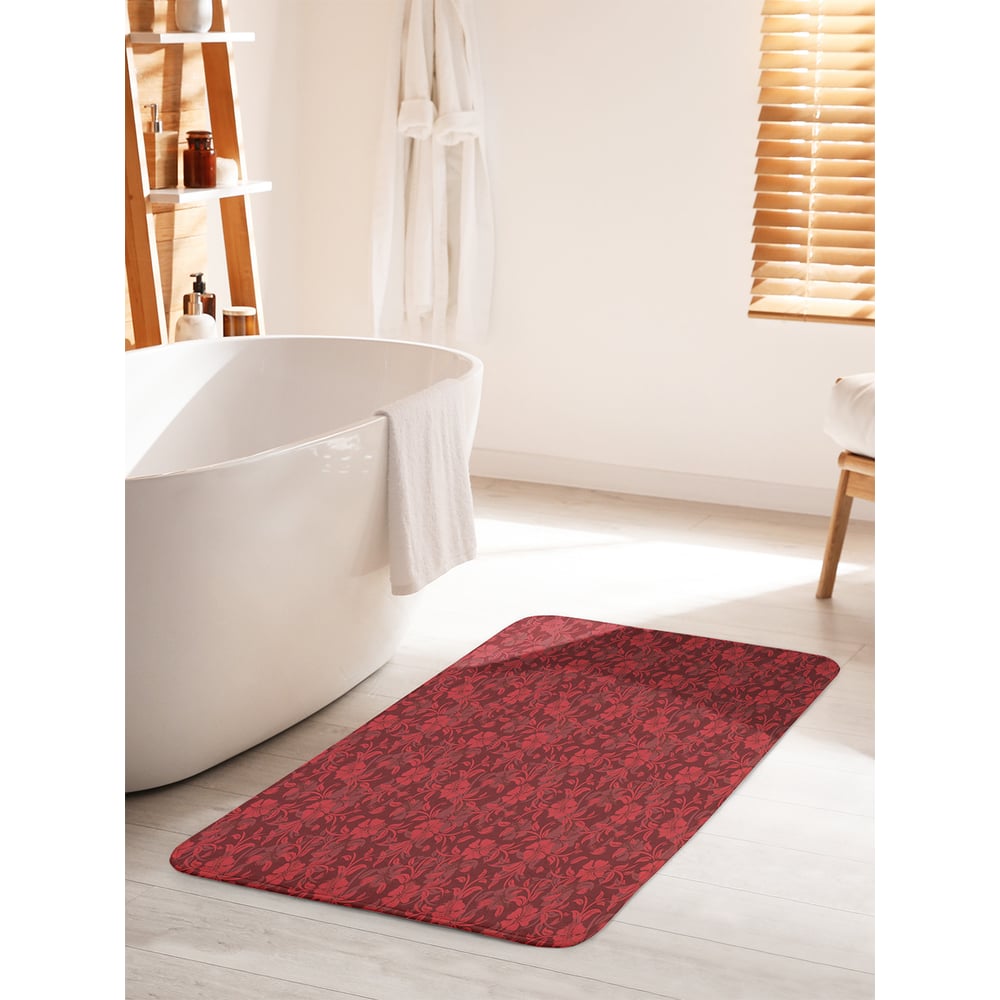 Изображение товара Коврик для ванной комнаты противоскользящий JOYARTY 60х100 см красные цветы