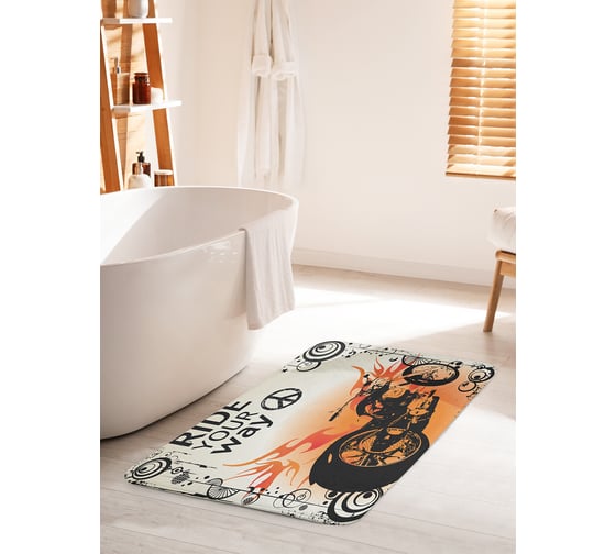 Изображение товара Коврик для ванной комнаты и туалета противоскользящий JOYARTY "Мотоцикл в пламени" 60х100 см bath_9931_60x100