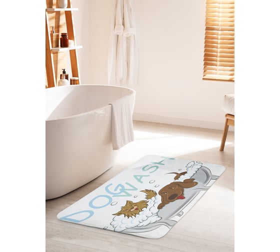 Изображение товара Коврик для ванной комнаты и туалета противоскользящий JOYARTY "Купание собак" 60х100 см bath_9536_60x100