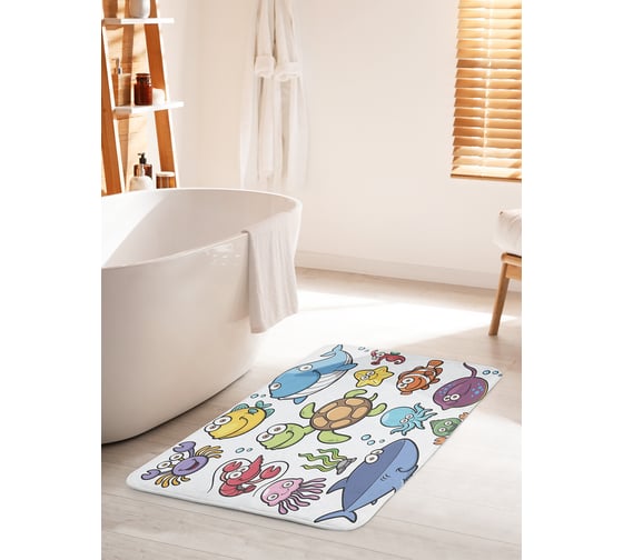 Изображение товара Коврик для ванной комнаты и туалета противоскользящий JOYARTY "Море улыбок" 60х100 см bath_9521_60x100