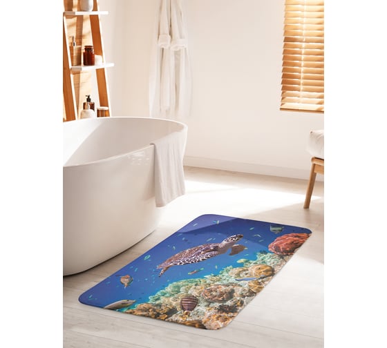 Изображение товара Коврик для ванной комнаты и туалета противоскользящий JOYARTY "Территория черепахи" 60х100 см bath_9236_60x100
