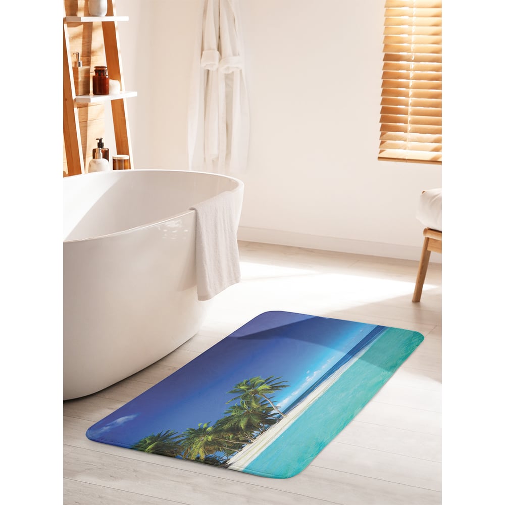 Изображение товара Коврик для ванной комнаты и туалета противоскользящий 60x100 см JOYARTY Пальмовая роща у берега