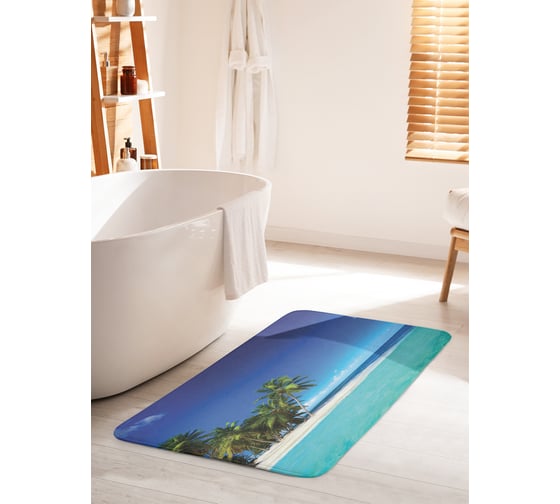 Изображение товара Коврик для ванной комнаты и туалета противоскользящий JOYARTY "Пальмовая роща у берега" 60х100 см bath_10053_60x100