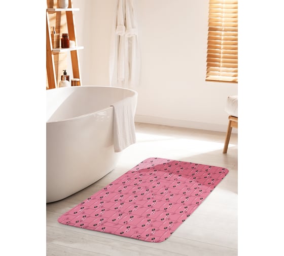 Изображение товара Коврик для ванной комнаты и туалета противоскользящий JOYARTY "Розовые свинки" 60х100 см bath_10418_60x100