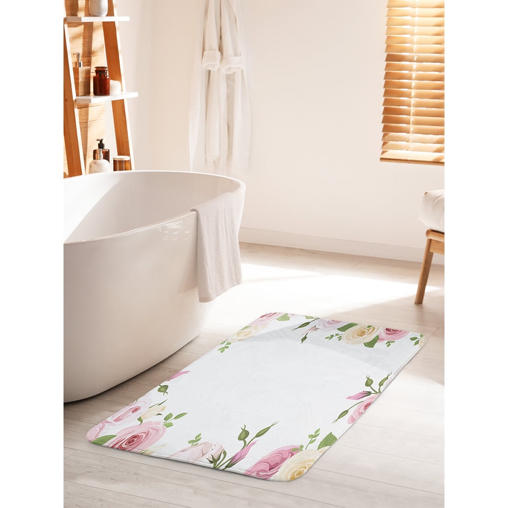 Изображение товара Противоскользящий коврик для ванной комнаты JOYARTY 60x100 см розово-белый Изображение товара Противоскользящий коврик для ванной комнаты JOYARTY 60x100 см розово-белый