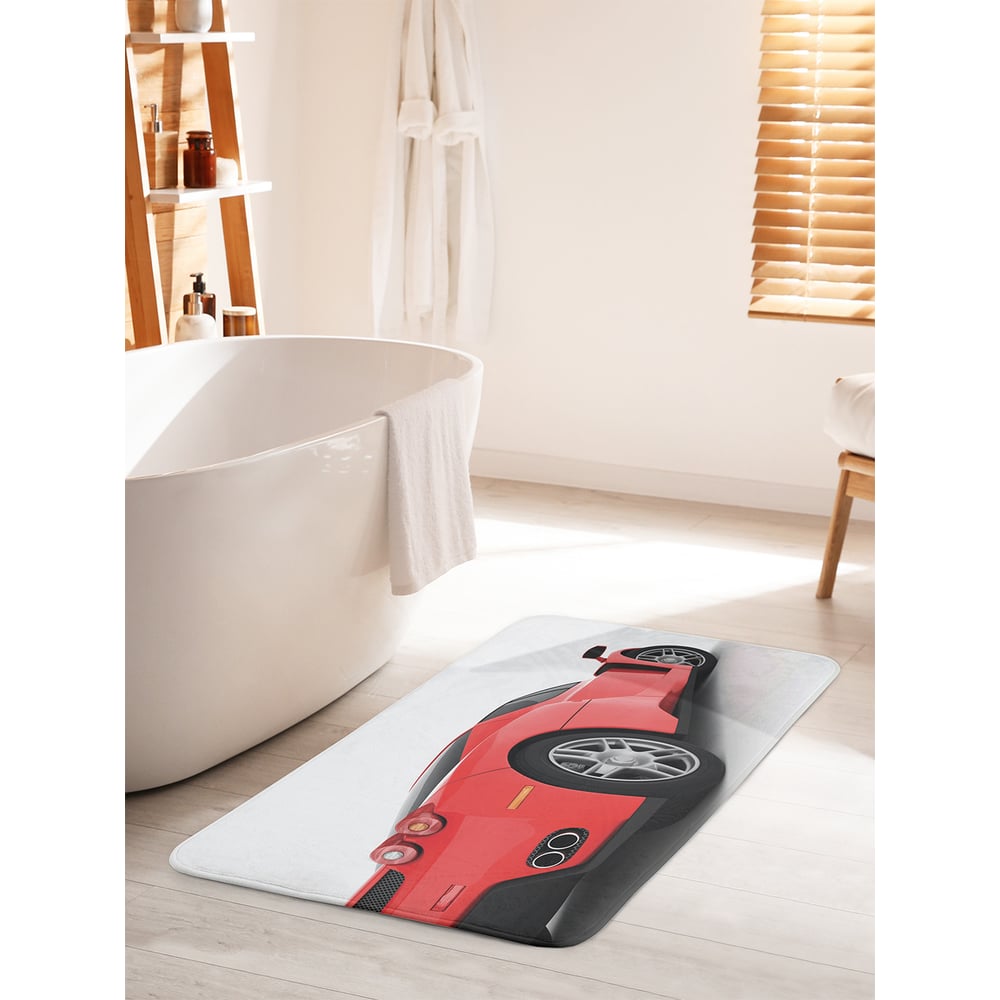 Изображение товара Противоскользящий коврик для ванной комнаты JOYARTY "Красный спорткар" 60х100 см