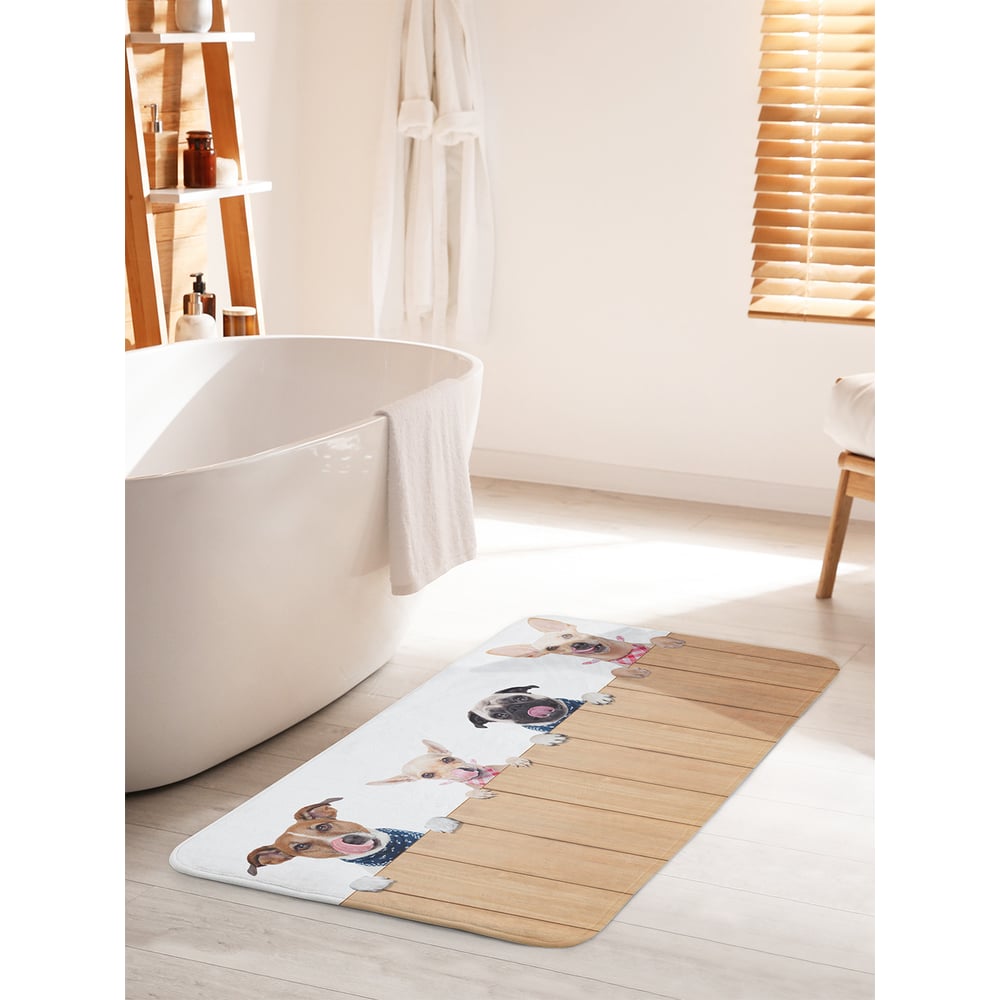 Изображение товара Противоскользящий коврик для ванной комнаты 60x100 см JOYARTY Подглядывающие собаки