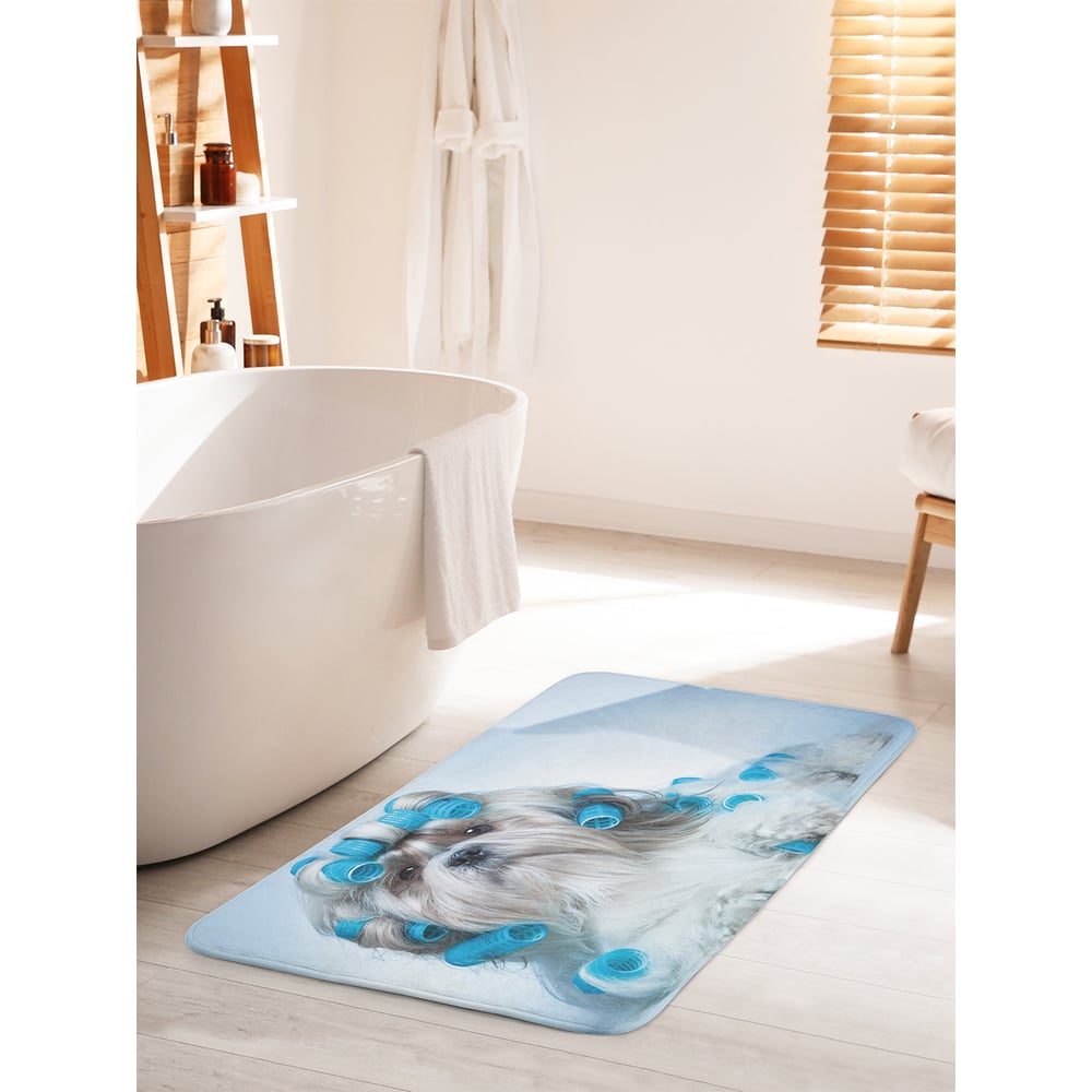 Изображение товара Противоскользящий коврик для ванной комнаты 60х100 см JOYARTY "Собака с бигуди"