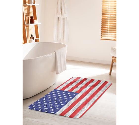 Изображение товара Коврик для ванной комнаты и туалета противоскользящий JOYARTY "Вышитый американский флаг" 60х100 см bath_10162_60x100