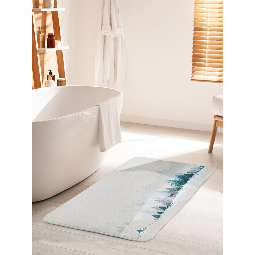 Изображение товара Коврик для ванной комнаты и туалета JOYARTY 60х100 см противоскользящий зимний лес