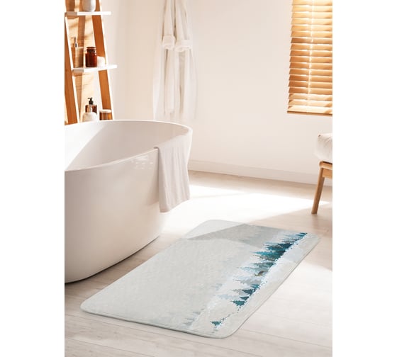 Изображение товара Коврик для ванной комнаты и туалета противоскользящий JOYARTY "Зимний лес и олень" 60х100 см bath_21463_60x100