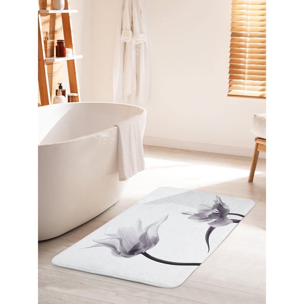Изображение товара Коврик для ванной комнаты и туалета противоскользящий JOYARTY 60х100 см цветочное очертание