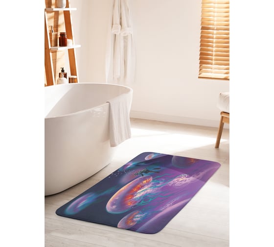 Изображение товара Коврик для ванной комнаты и туалета противоскользящий JOYARTY "Космическая медуза" 60х100 см bath_23059_60x100