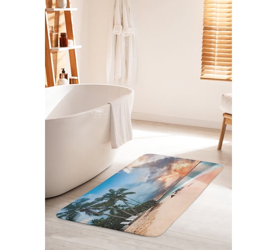 Изображение товара Коврик для ванной комнаты и туалета противоскользящий JOYARTY "Морские мысли" 60х100 см bath_19861_60x100