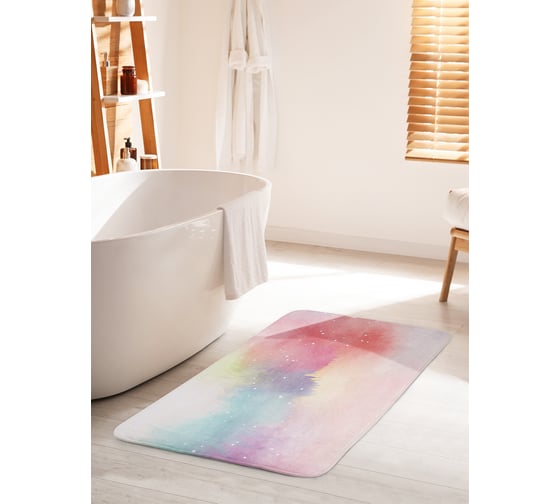 Изображение товара Коврик для ванной комнаты и туалета противоскользящий JOYARTY "Акварельные разводы" 60х100 см bath_30904_60x100